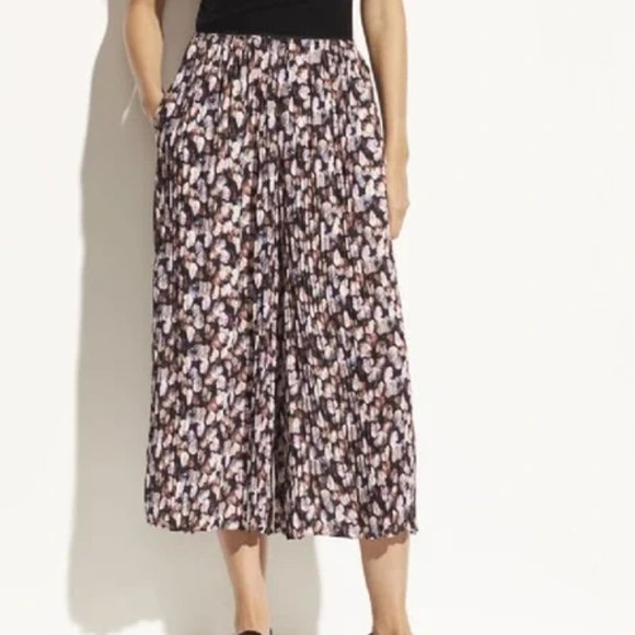 Vince Painted Floral Pleated Culotte Pants L - Picture 2 of 6